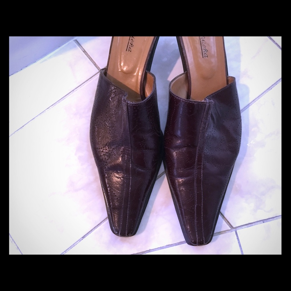 One inch heel slip on Spanish made leather mule.